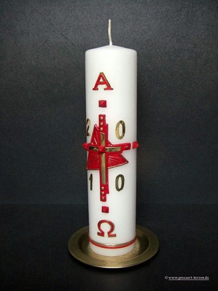 Osterkerze "Kreuz mit Nägel und Jahreszahl"