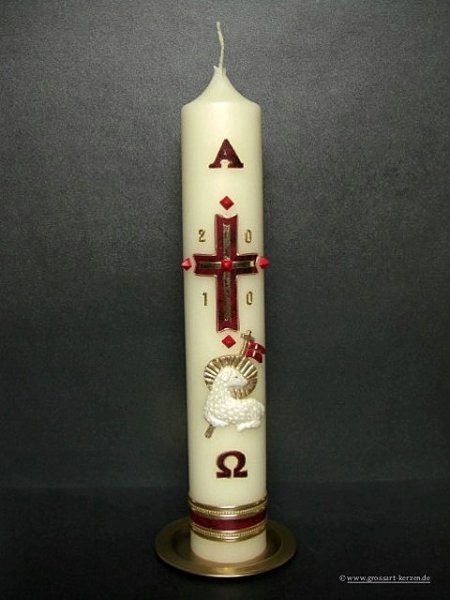 Osterkerze "Osterlamm mit Fahne"