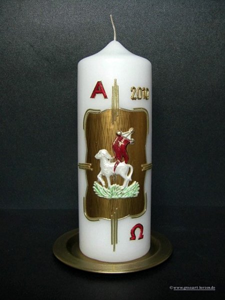 Ostertischkerze "Osterlamm bemalt"