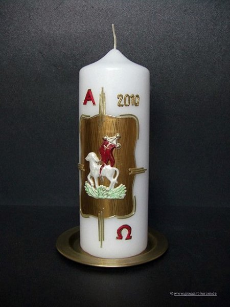 Ostertischkerze "Osterlamm bemalt"