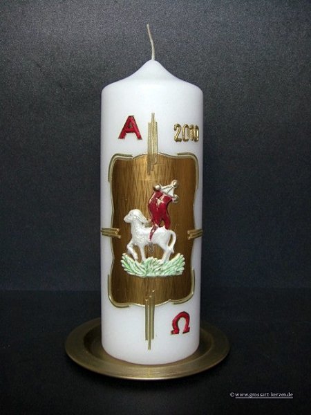 Ostertischkerze "Osterlamm bemalt"