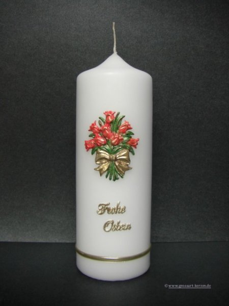 Osterkerze "Tulpenstrauß" rot