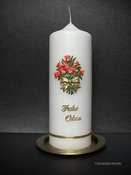 Osterkerze "Tulpenstrauß" rot