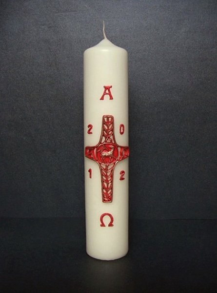 Osterkerze "Osterkreuz mit Lamm"