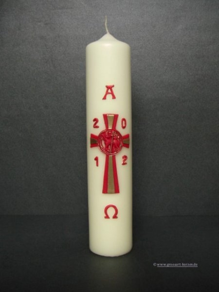 Osterkerze "Kreuz mit Lamm"