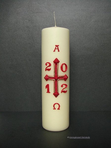 Osterkerze "Kreuz und Jahreszahl"