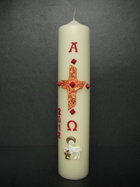 Osterkerze "Kreuz & Osterlamm"