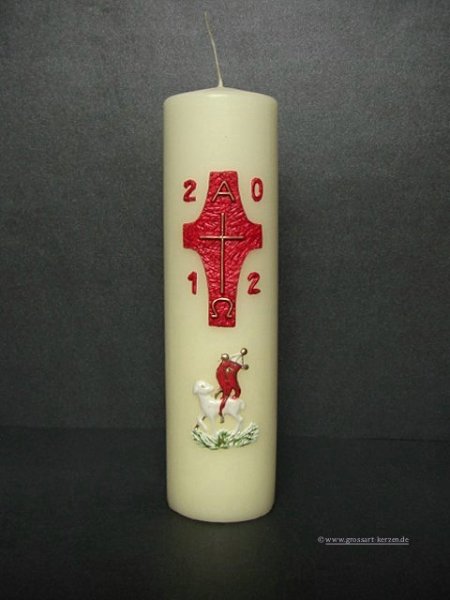 Osterkerze,Tischkerze "Osterkreuz & Lamm"