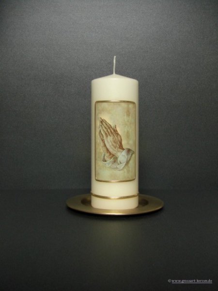 Trauerkerze  "betende Hände"
