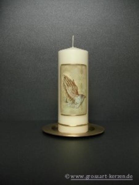 Trauerkerze  "betende Hände"