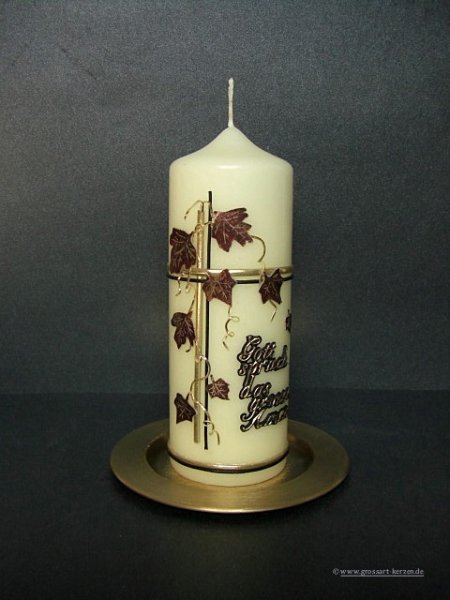 Trauerkerze - Gedenkkerze "Blätterranke"