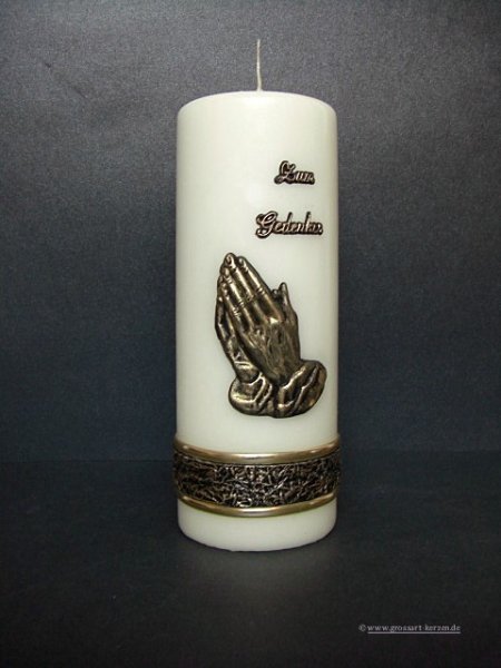Trauerkerze - Gedenkkerze "Betende Hände" groß