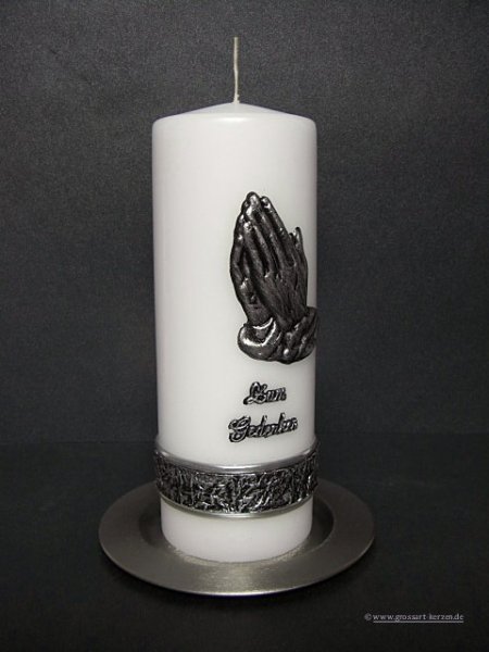 Trauerkerze - Gedenkkerze "Betende Hände"
