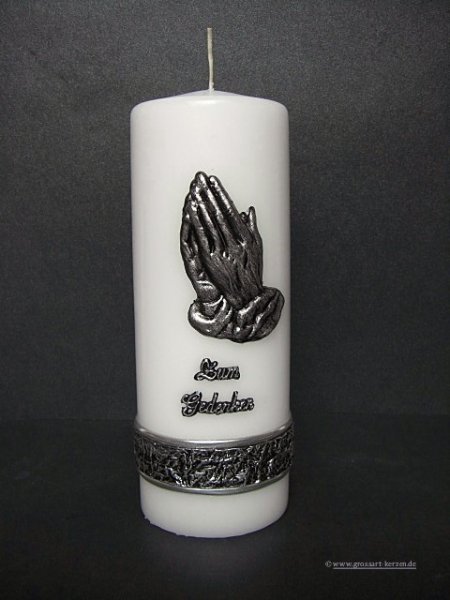 Trauerkerze - Gedenkkerze "Betende Hände"