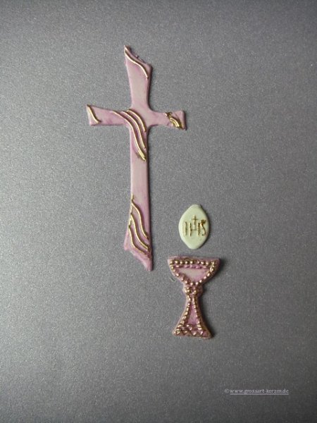 Verzierwachs Taufe, Kommunion "Kreuz und Kelch"
