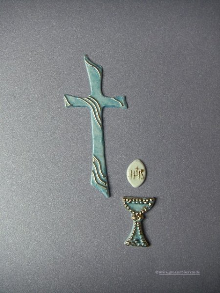Verzierwachs Taufe, Kommunion "Kreuz und Kelch"