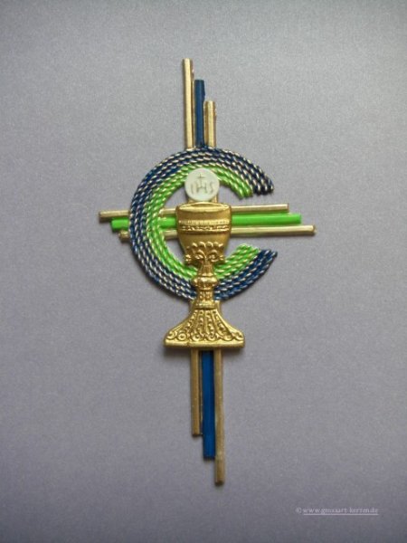 Verzierwachs, Kommunion "Emblem Kreuz mit Kelch groß"