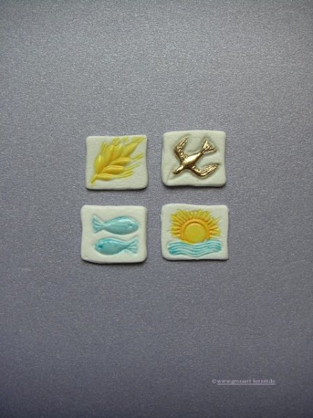 Verzierwachs "Taube - Sonne - Ähre - Fisch"