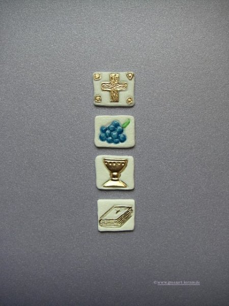 Verzierwachs "Kreuz-Traube-Kelch-Buch"