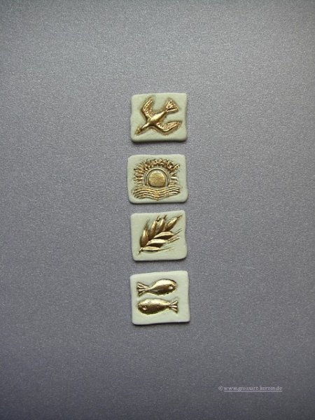Verzierwachs "Taube - Sonne - Ähre - Fisch" gold