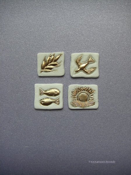 Verzierwachs "Taube - Sonne - Ähre - Fisch" gold