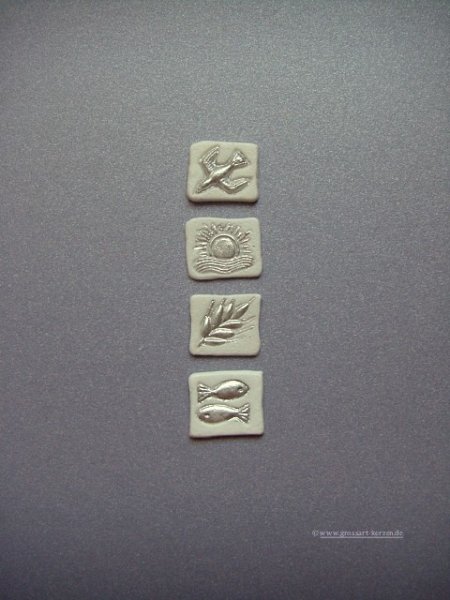 Verzierwachs "Taube - Sonne - Ähre - Fisch" gold