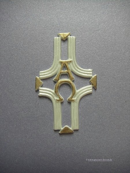 Verzierwachs "Kreuz mit Alpha und Omega"