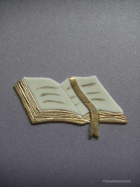 Verzierwachs-Wachsdekor  "Buch" offen mit Band, Bibel
