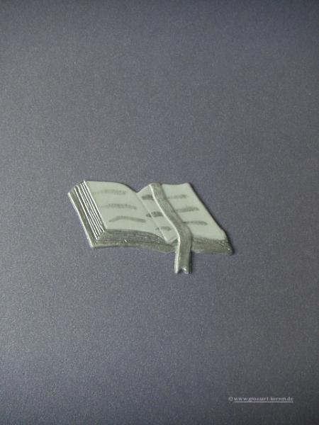 Verzierwachs-Wachsdekor  "Buch" offen mit Band, Bibel (silber)