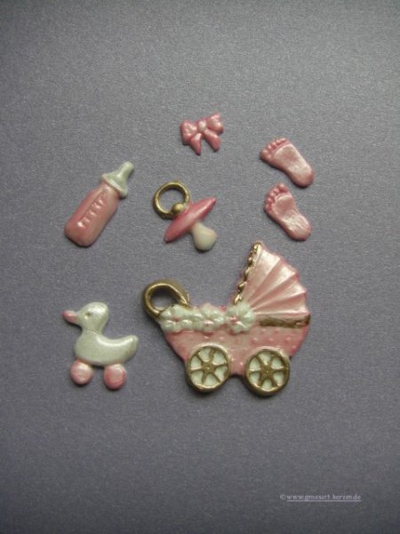 Wachsdekor Set, zur Geburt, zur Taufe "Mädchen"