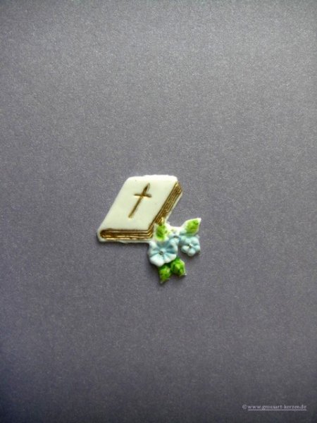 Verzierwachs - Ornament, Buch gold/bemalt Blüte rosa o. blau