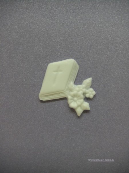 Verzierwachs - Ornament, Buch gold/bemalt Blüte rosa o. blau