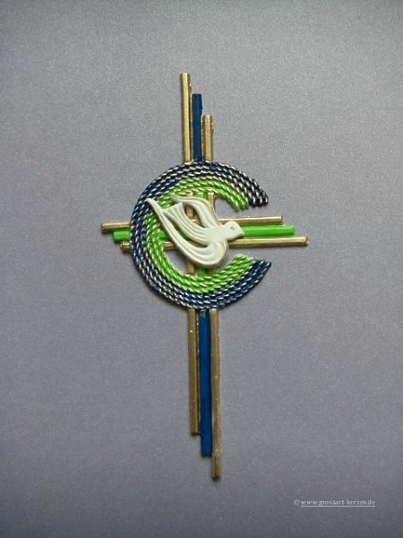 Verzierwachs, Taufe "Kreuz mit Taube "