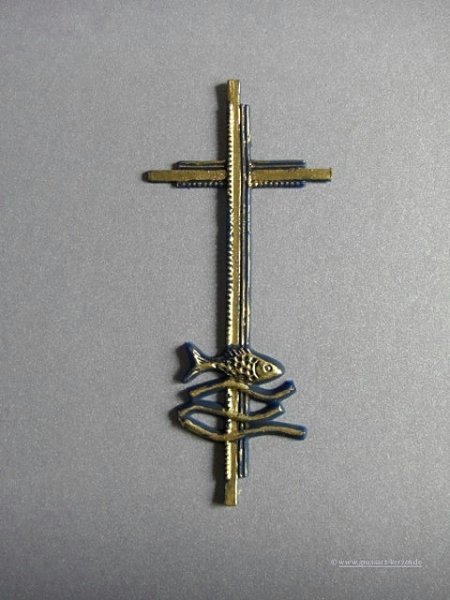 Verzierwachs, Taufe "Kreuz mit Fisch "