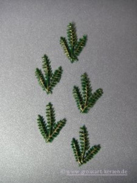 Verzierwachs / Wachsornament "Tannenzweig" klein  5er Set versch. Farben