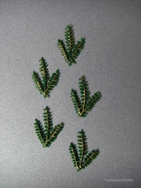 Verzierwachs / Wachsornament "Tannenzweig" klein  5er Set versch. Farben