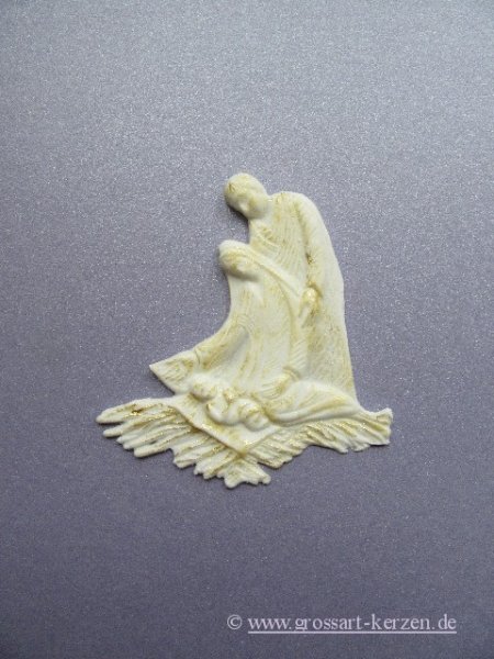 Verzierwachs / Wachsornament "Heilige Familie"angegoldet