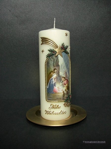 Weihnachtskerze "Hl. Familie mit Hirten"