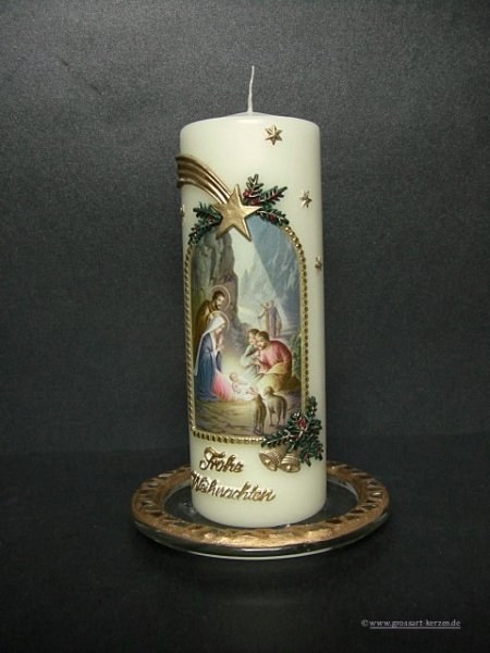 Weihnachtskerze "Hl. Familie mit Hirten"