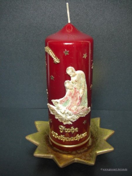 Weihnachtskerze "Krippe mit Hl. Familie bemalt"