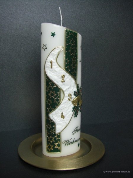 Weihnachtskerze "Adventszahlen mit Sterne "oval