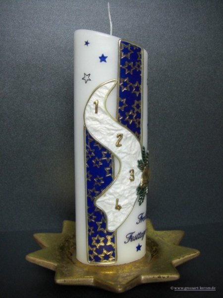 Weihnachtskerze "Adventszahlen mit Sterne "oval