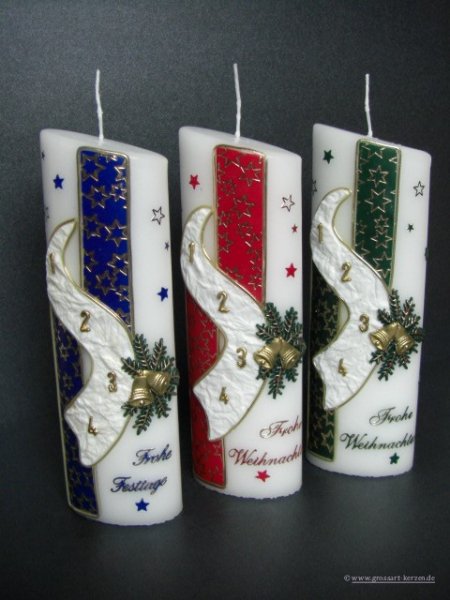 Weihnachtskerze "Adventszahlen mit Sterne "oval