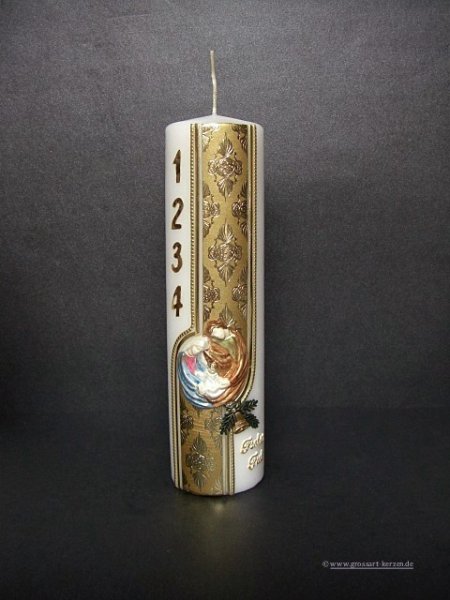Weihnachtskerze, "Adventszahlen" gold
