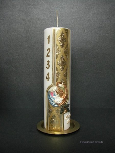 Weihnachtskerze, "Adventszahlen" gold