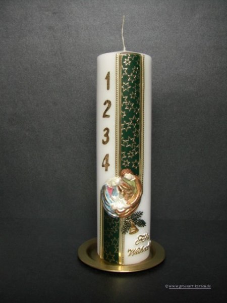 Weihnachtskerze, "Adventszahlen" grün