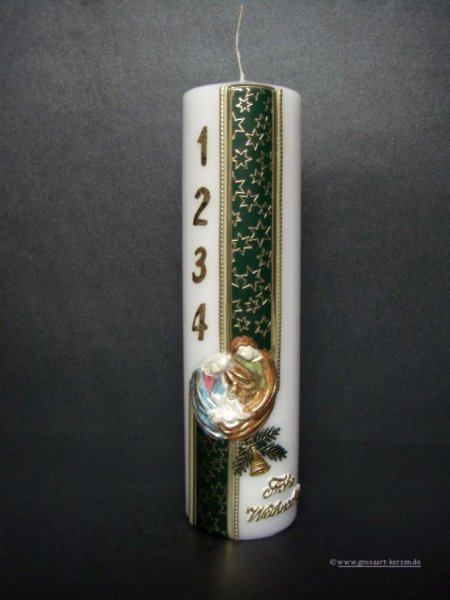 Weihnachtskerze, "Adventszahlen" grün
