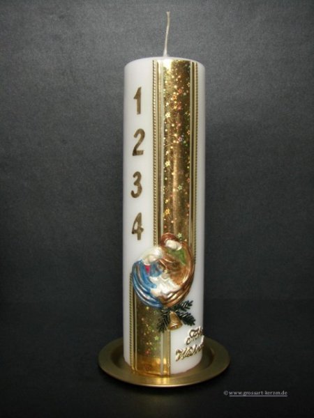 Weihnachtskerze, "Adventszahlen" gold - hologramm