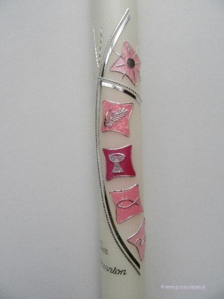 Kommunionkerze "modern" rosa