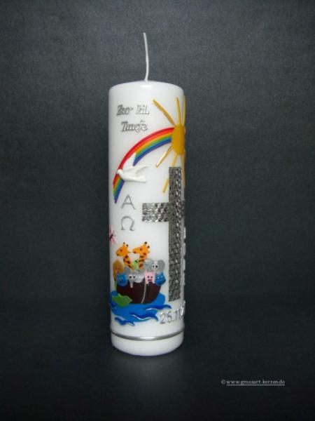 Taufkerze"Kreuz mit Arche / Regenbogen"